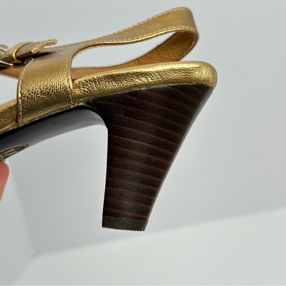 Sofft Leather Gold Metallic Comfort High Heels M Slingback Sandals 8M Dress Shoe - Picture 11 of 13